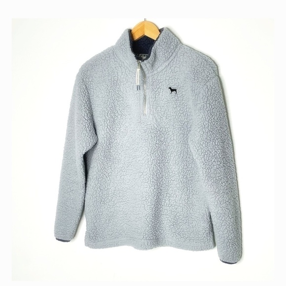 PINK Victorias Secret Sherpa Fleece Pop Over 1/4 Zip Grey Size XS - Picture 2 of 8